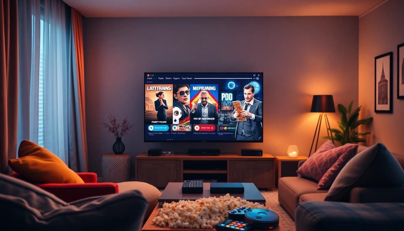 Experience the cinematic excitement with allmovieshub in a cozy living room scene.