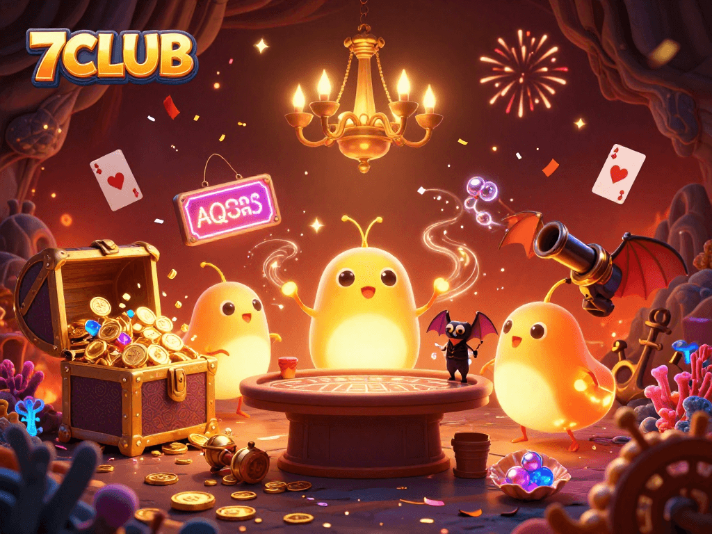 Experience thrilling gameplay at 7CLUB with vibrant characters lighting up a unique casino adventure.