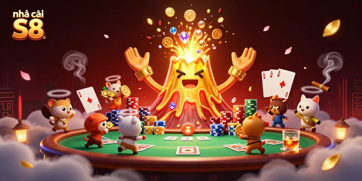 Engage with Nhà cái S8 by winning big at the dynamic poker table scene filled with treasure and excitement.