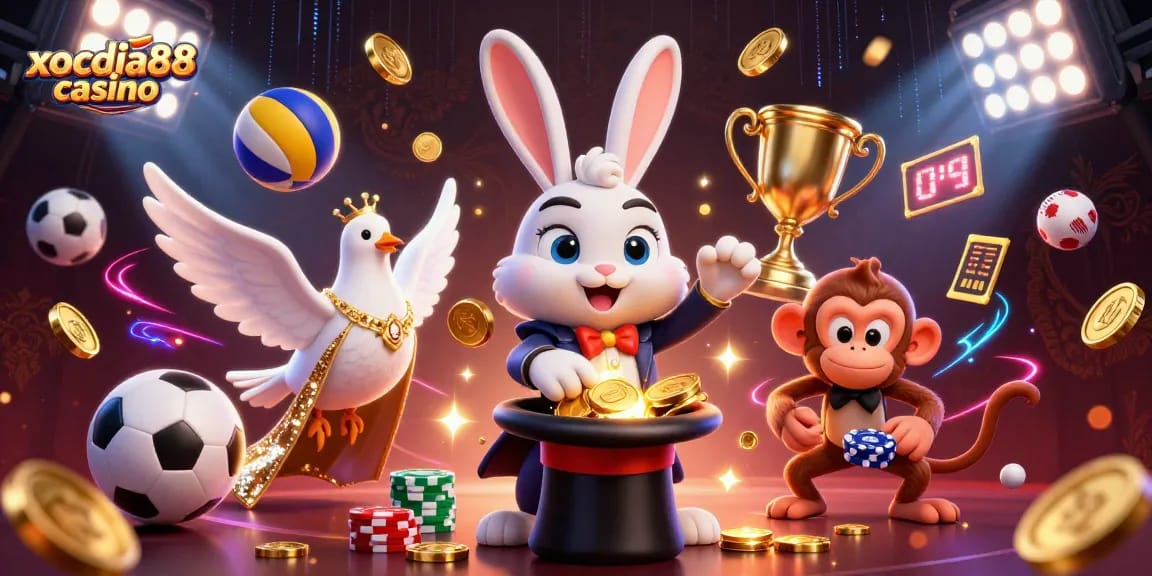 Experience thrilling gameplay at xocdia88 casino with vibrant characters and dynamic elements in a magical setting.
