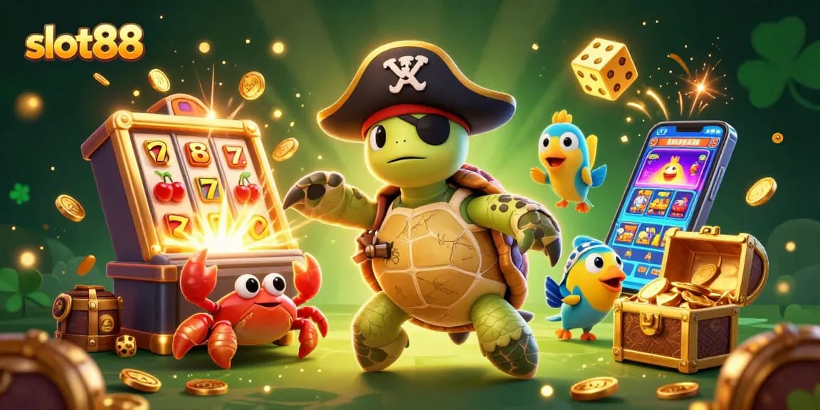 Experience the thrill of slot88 with cartoon characters among bursting jackpots and treasure.