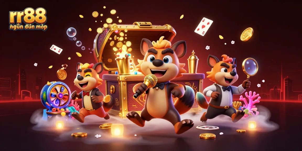 Enjoy a fun night at rr88 hiện đang mở with friendly hyenas in a lively casino scene, mixing drinks and telling jokes.