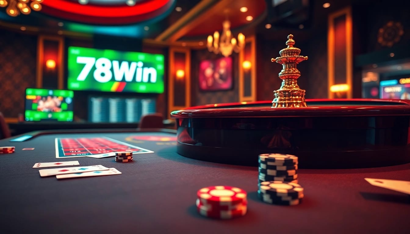Experience the thrill of winning with 78Win at an elegant online casino table.