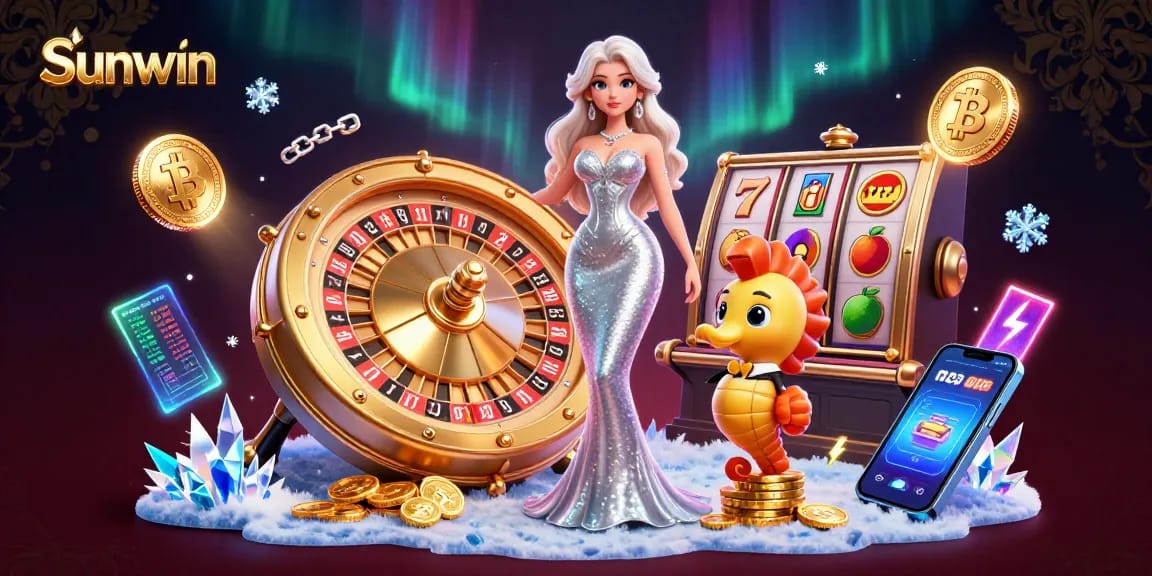 Engage with Sunwin's vibrant casino experience featuring a glamorous mermaid alongside exciting game elements.