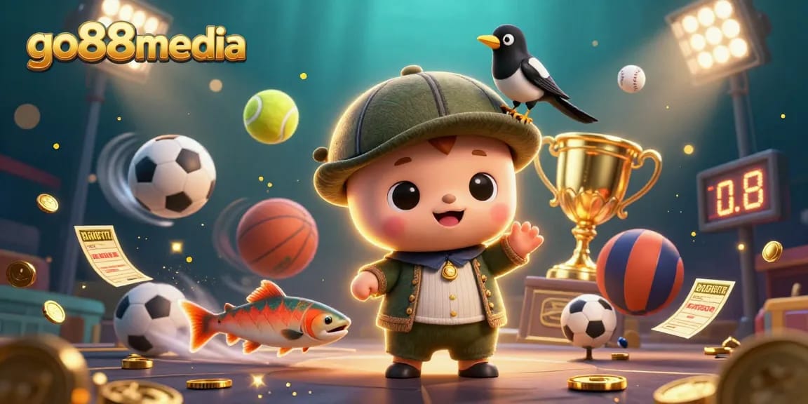 Win big with go88media while enjoying a vibrant casino culture illustrated with Nessie and sports.