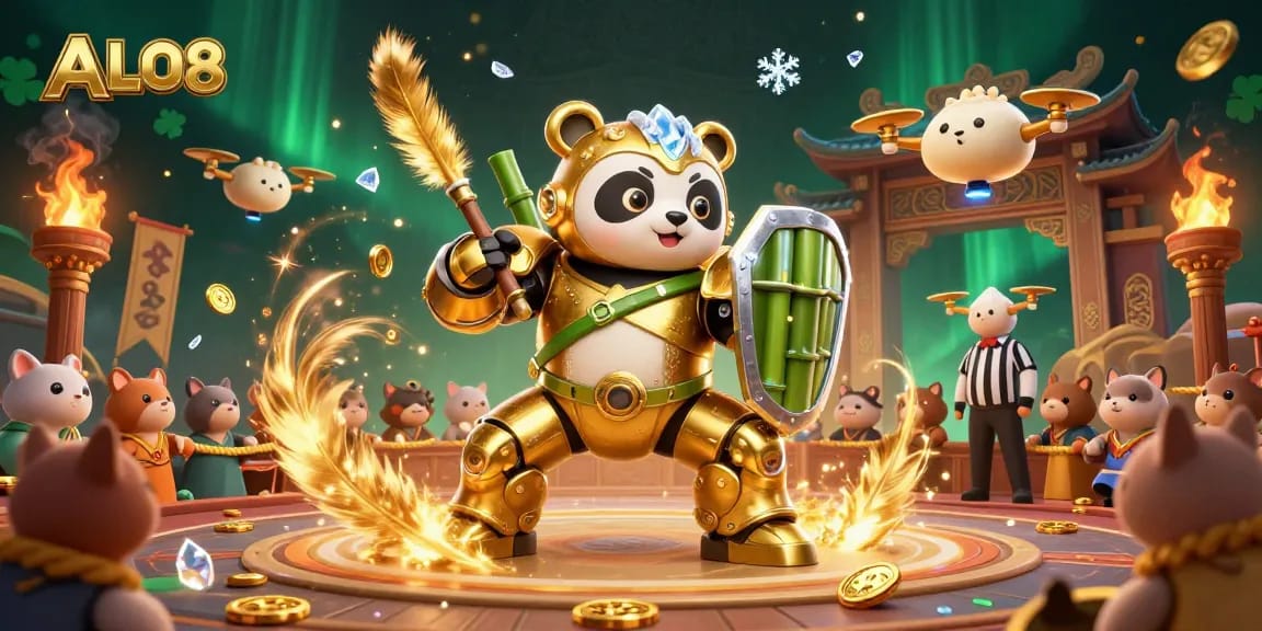 Engage in thrilling ALO8 casino adventures with a golden panda pilot and dynamic betting action!