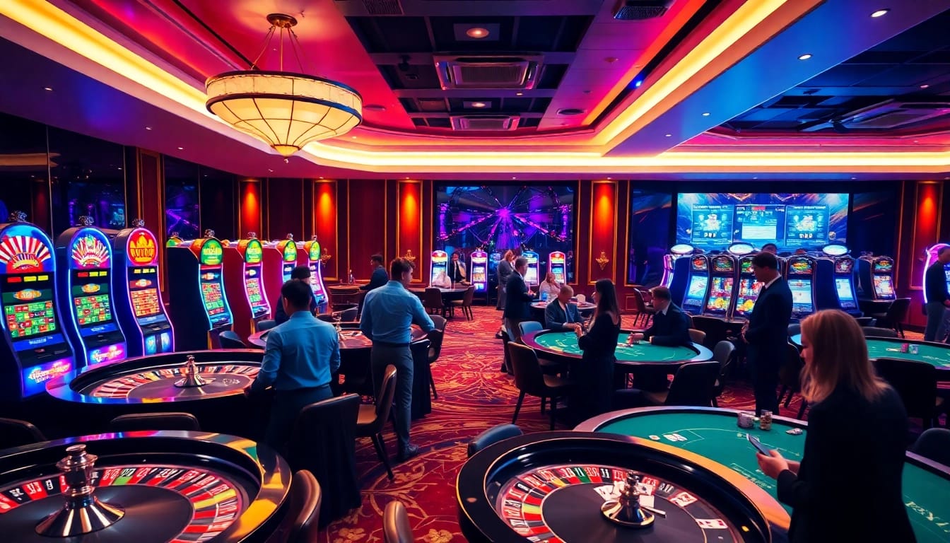 Experience thrilling games at https://ok365vi.net/ with stylish casino tables and vibrant slot machines.