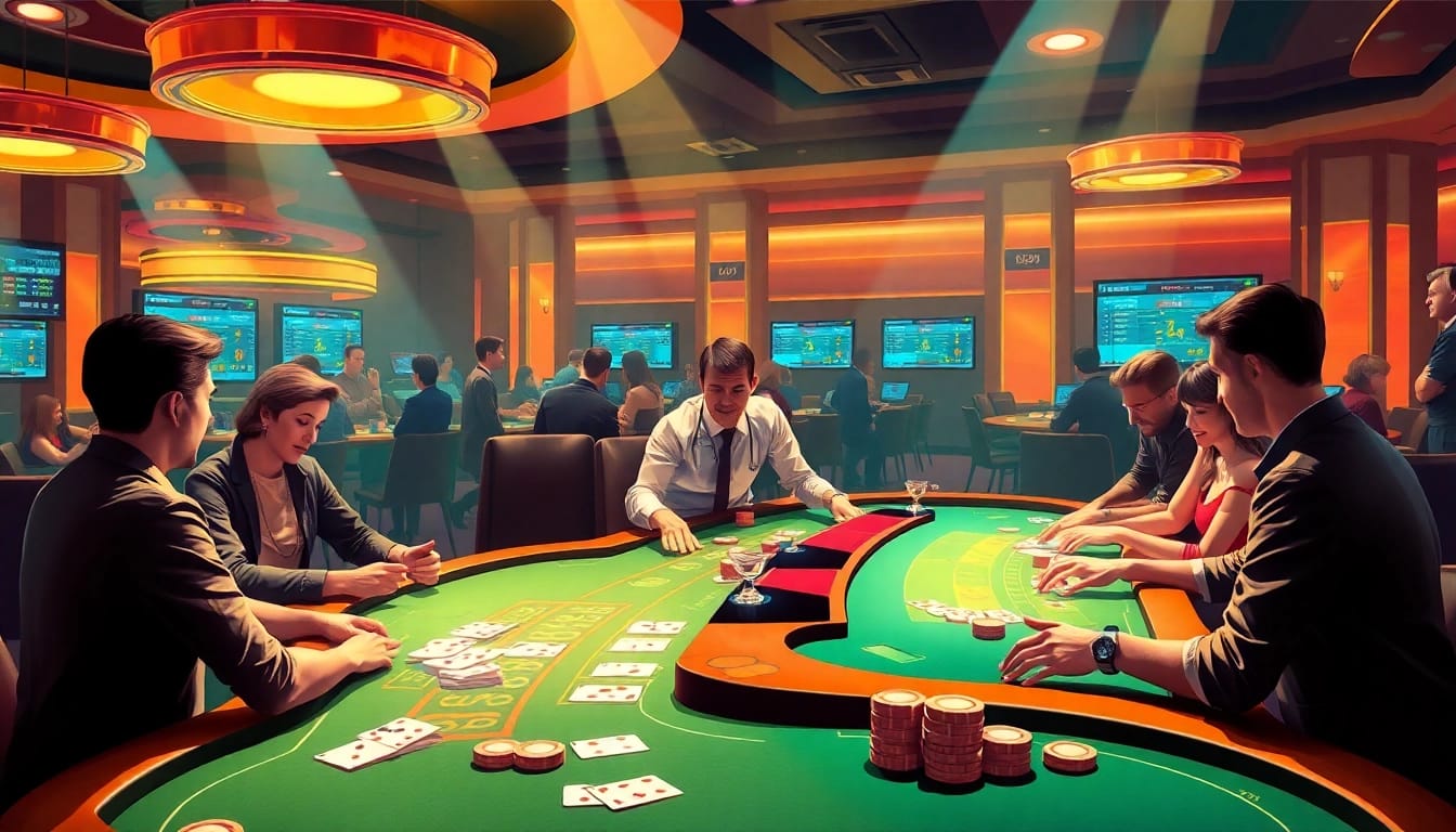 Exciting live casino scene showcasing players enjoying games at https://789beta2.com/, with vibrant colors and dramatic lighting.