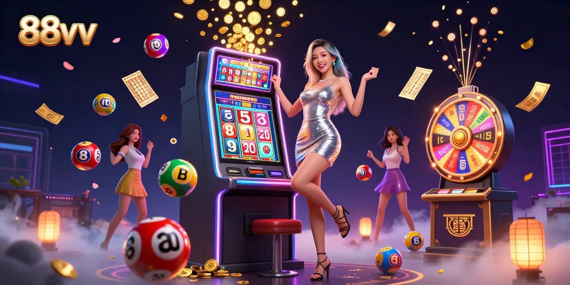 Celebrate big wins at 88vv with a glamorous casino scene showcasing thrilling jackpots.