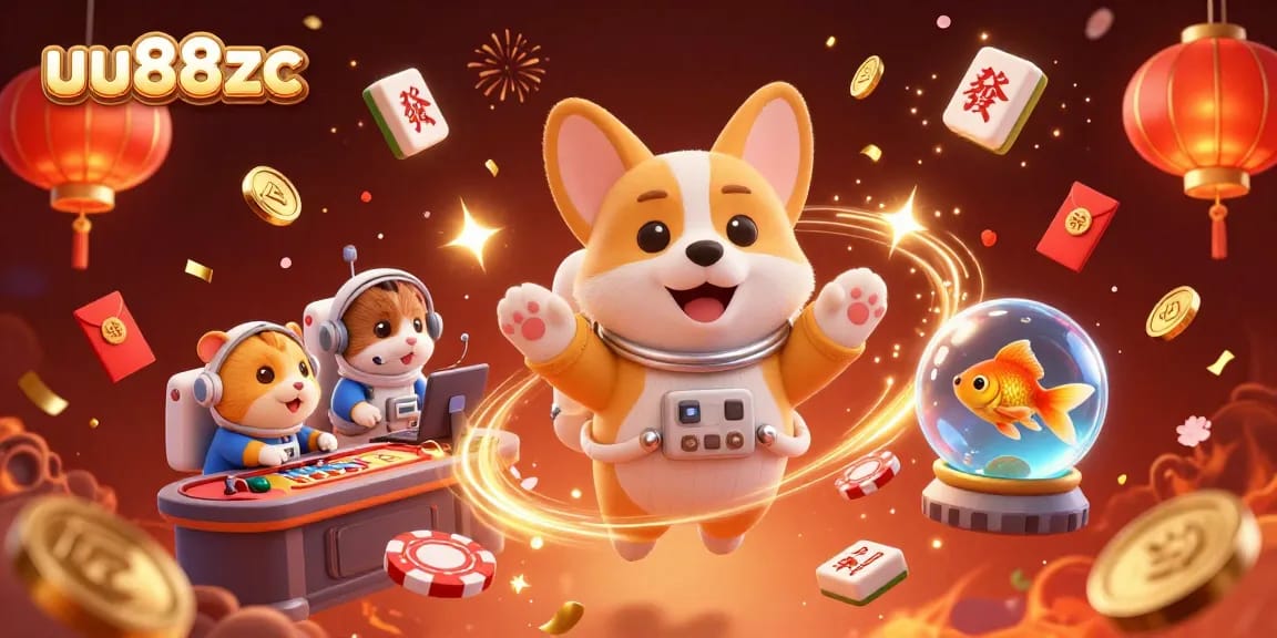 Experience thrilling gameplay at uu88zc, featuring a vibrant casino scene with floating characters and gold coins.