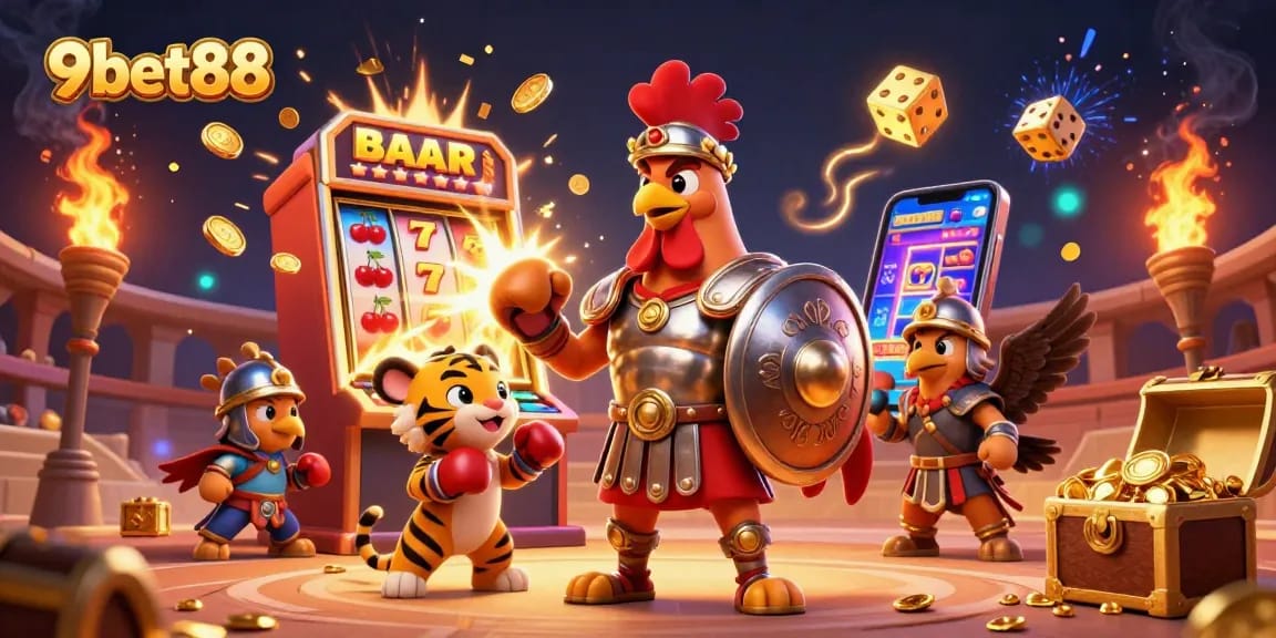 Engage with 9bet88's exciting 3D casino scene full of dynamic games and vibrant visuals.