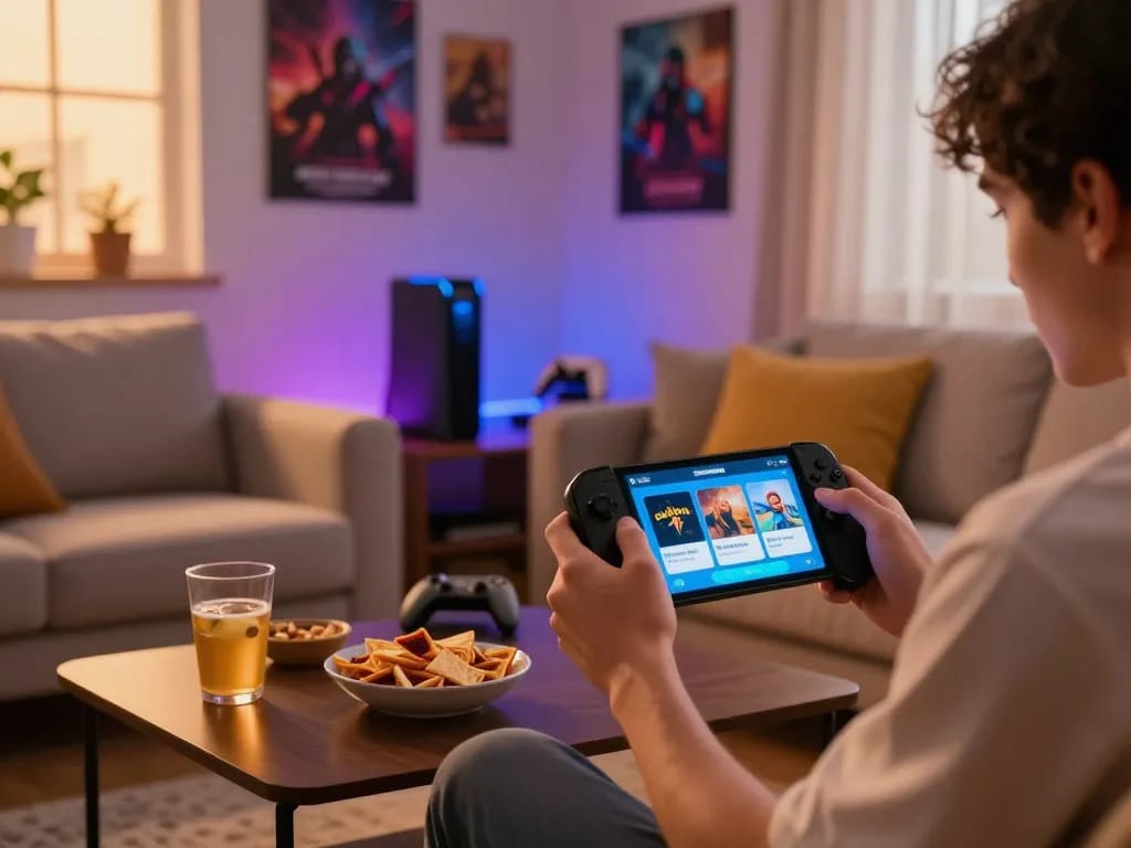 Tải sunwin app being used in a cozy gaming setup with vibrant colors.