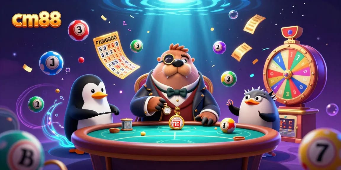 Engage with cm88's vibrant underwater casino scene featuring unique characters and lottery elements, elevating gaming excitement.