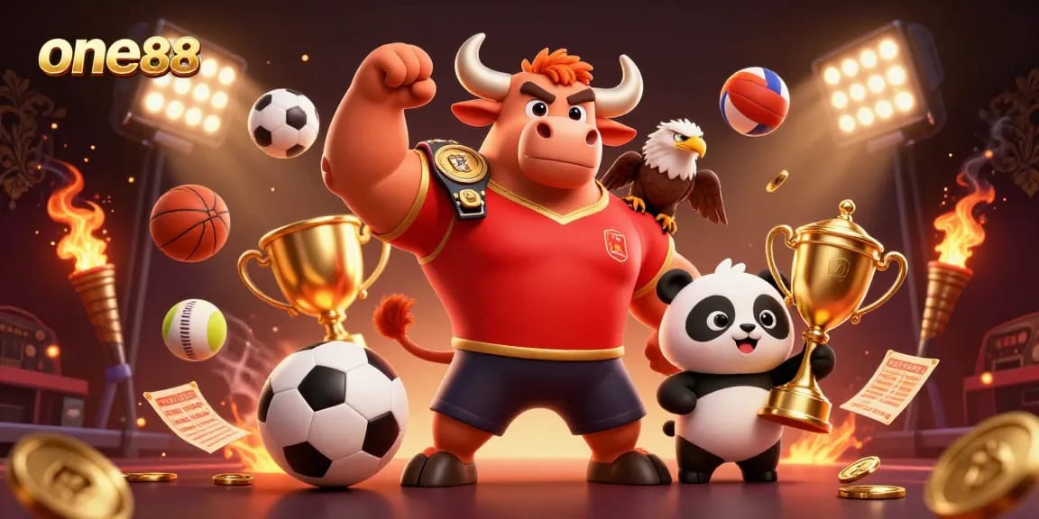 Experience the thrill of betting on one88 with dynamic sports mascots and exciting game elements.