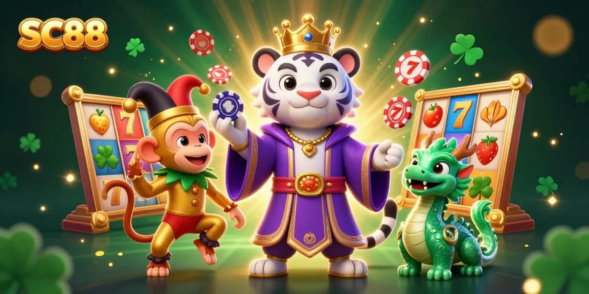 Engage in thrilling slots action at SC88 with dazzling characters, vibrant game elements, and lively atmosphere.