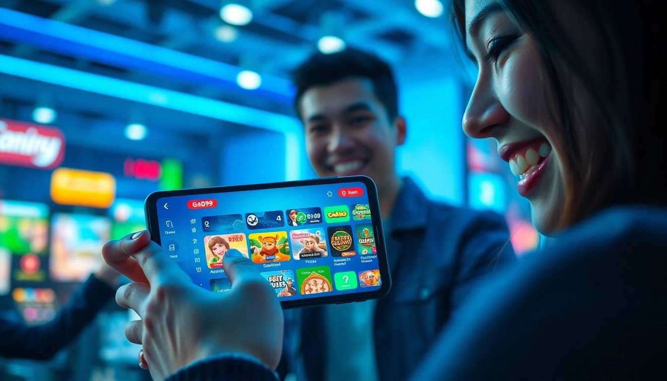 Exciting scene of a user engaging with the GO99 gaming app showcasing diverse gaming options like sports betting and casino.