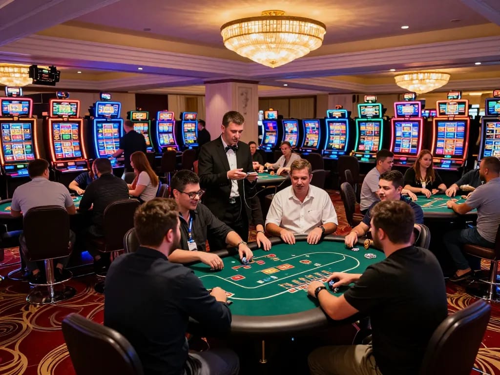 Alo88 players enjoying a thrilling casino experience with vibrant atmosphere.