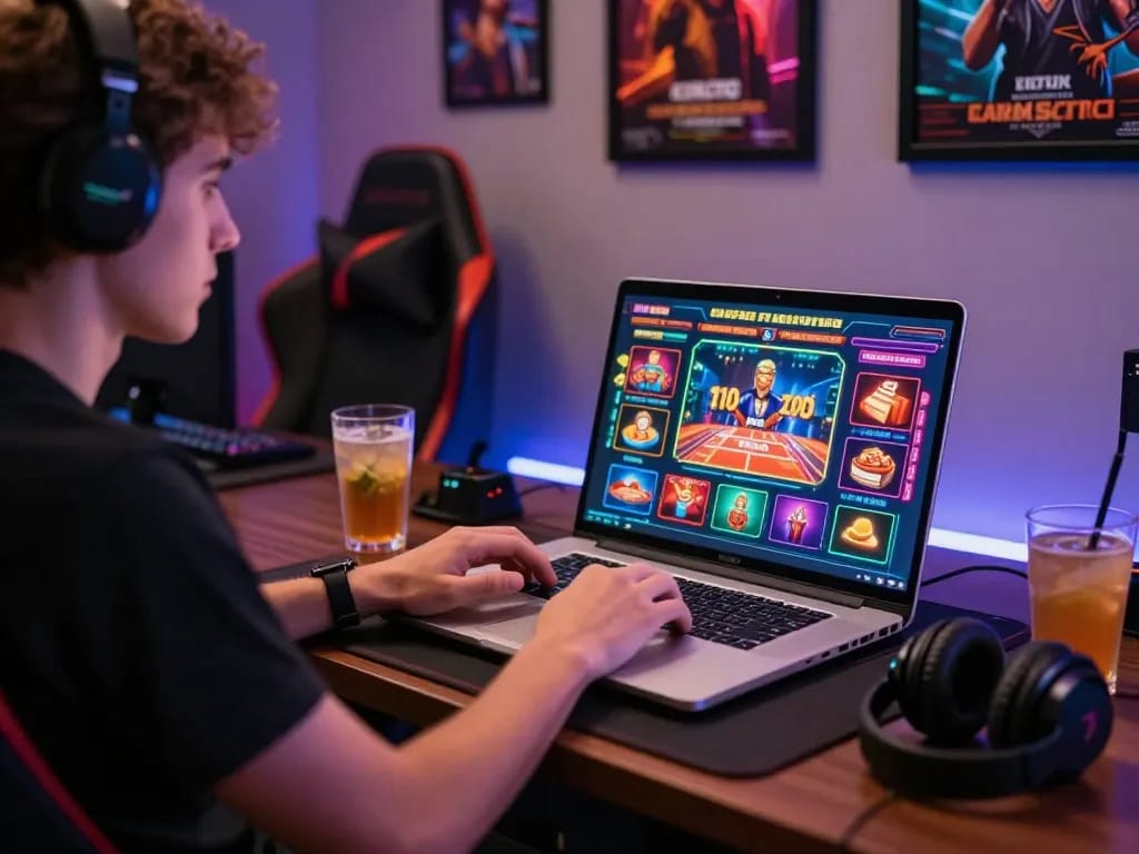 Engaging online gambling experience on https://bomwin.jp.net/ with vibrant graphics and cozy setup.
