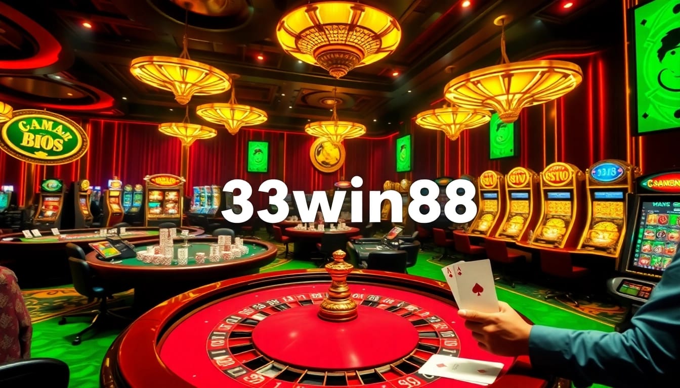 Experience thrilling gameplay at 33win68 with exciting casino tables, slot machines, and luxurious decor.