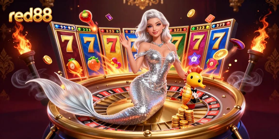 Experience thrilling gameplay at red88 with a dazzling mermaid and slot game elements!