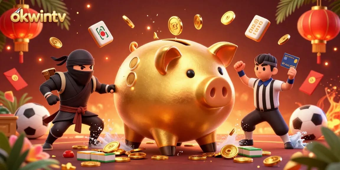 Experience dynamic sports betting action with okwintv at a lively illustrated casino scene.