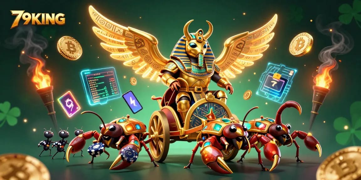 Engage with 79KING's vibrant online casino adventure featuring gold and crypto elements.