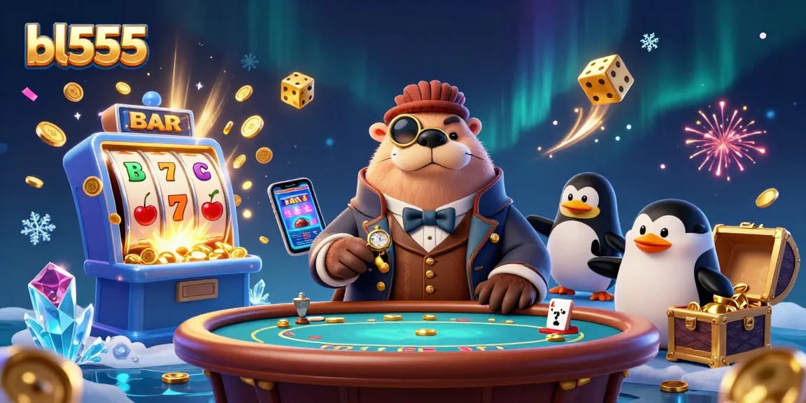Experience thrilling gameplay at bl555 with a jolly walrus and friends at an underwater casino.