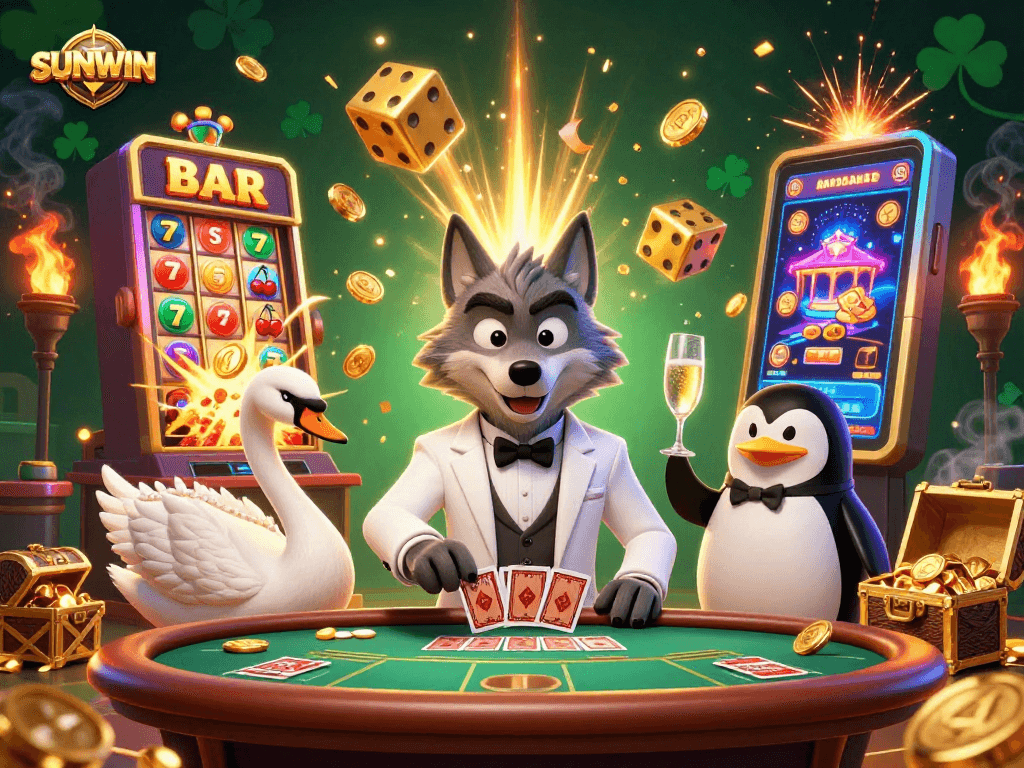 SUNWIN offers vibrant casino experiences with a debonair wolf, an elegant swan, and a penguin sommelier.