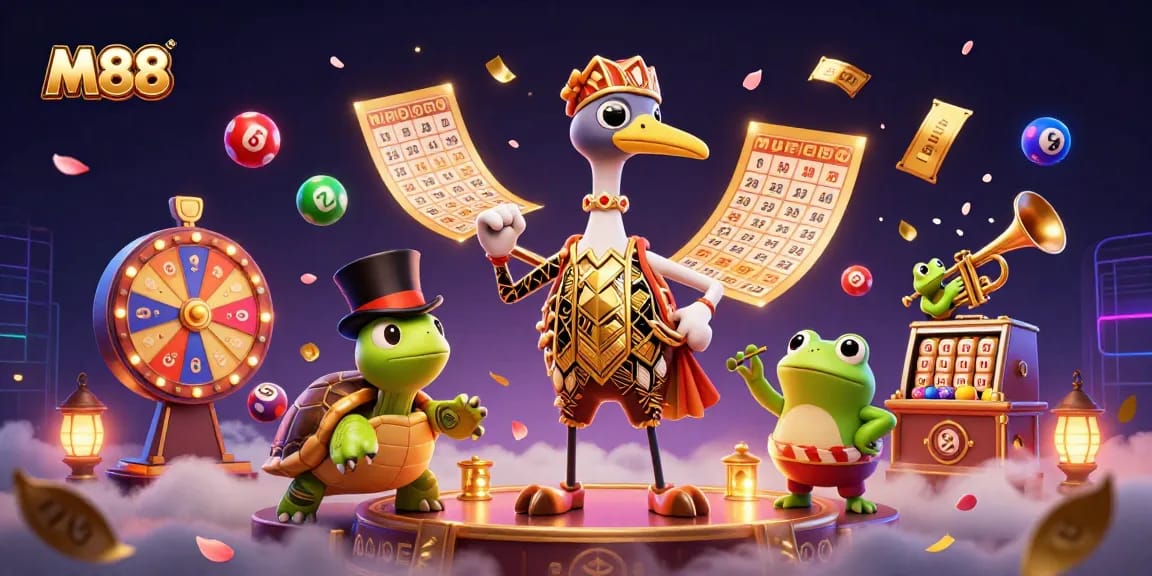 Engage with M88's vibrant casino scene featuring colorful game elements and dynamic action