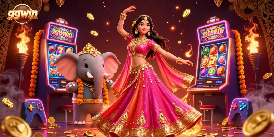 Spin reels and claim jackpots at ggwin's vibrant casino-themed illustration featuring lively characters.