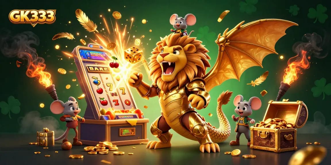 Win big with GK333's thrilling jackpot games featuring colorful slot machines and dynamic casino elements.