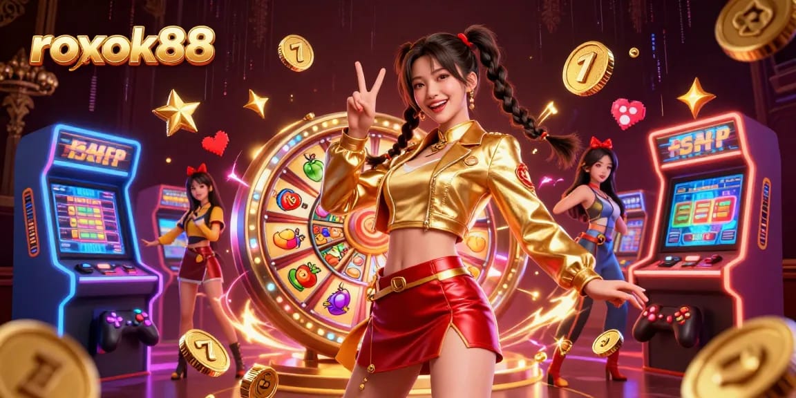 Experience thrilling gameplay with rokok88's slots and vibrant characters at the casino.