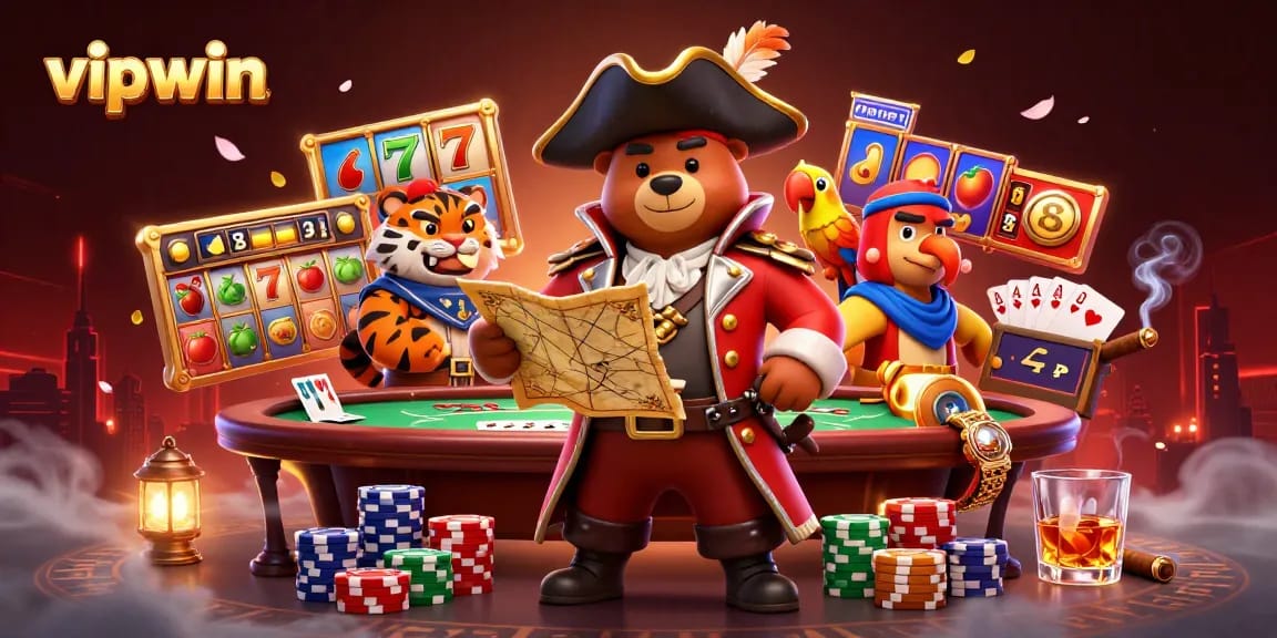 Experience the excitement of vipwin with a 3D scene featuring vibrant slot reels and a lively casino atmosphere.