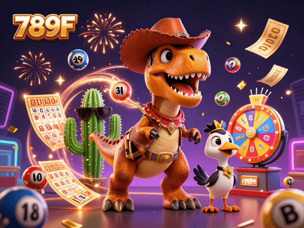 Experience thrilling wins at 789F with vibrant lottery elements and dynamic characters in action.