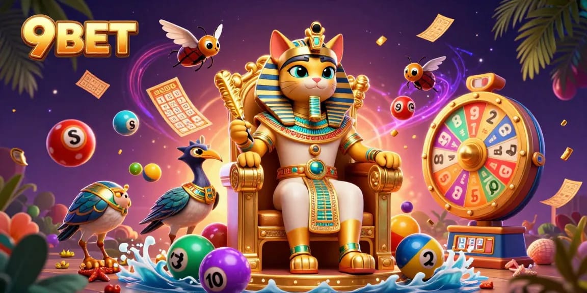 9BET offers thrilling gaming experiences with an Egyptian pharaoh cat and dynamic game elements.