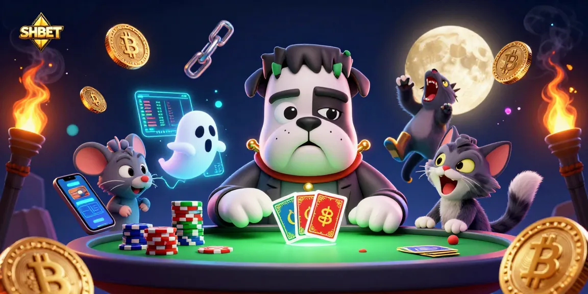 Experience thrilling SHBET gameplay with dazzling characters and crypto elements in a vibrant casino scene.