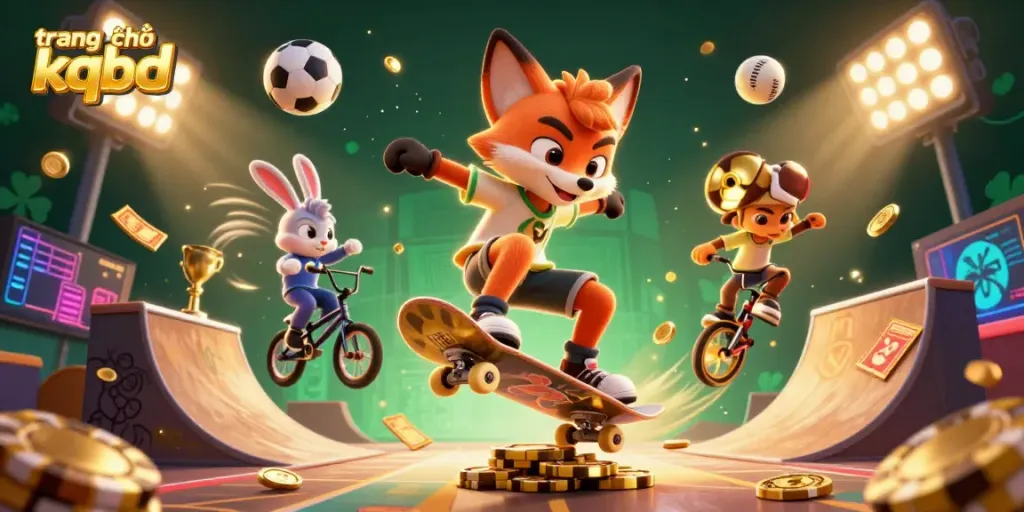 Experience the excitement of trang chủ kqbd with dynamic sports and casino elements illustrated in 3D.