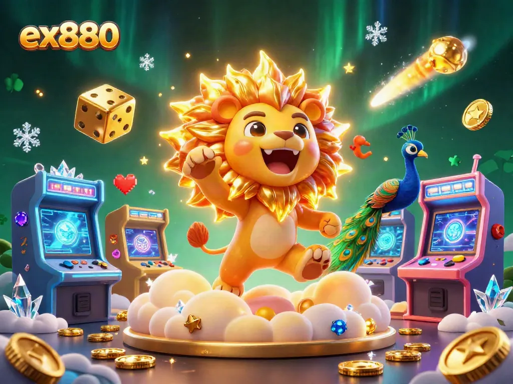 Engage in thrilling ex880 gaming action with vibrant casino visuals and arcade elements.