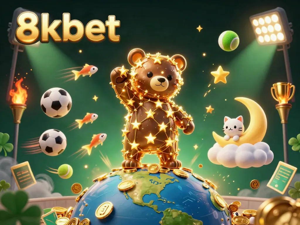 Experience thrilling adventures with 8kbet as the constellation bear collects coins surrounded by dynamic sports elements