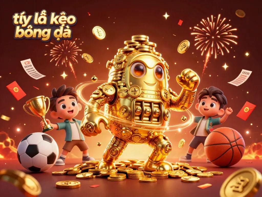 Bettors strategically analyzing tỷ lệ kèo bóng đá with a golden golem in a lively casino scene.