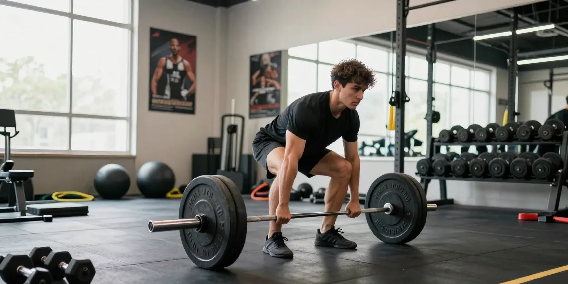 Steroide Boutique: Fitness enthusiast lifting weights in a vibrant gym environment.