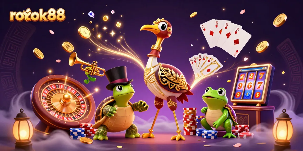 Engage with rokok88's vibrant casino experience featuring thrilling gambling characters and dynamic slot elements.