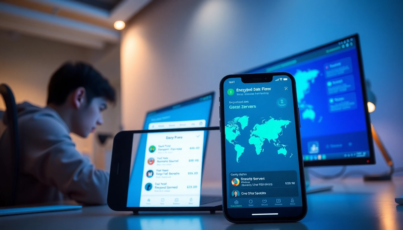 快连下载 application interface showcased in a modern digital workspace, highlighting security and speed.