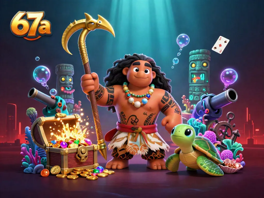 Experience thrilling gaming action with 67a's vibrant underwater casino illustration featuring colorful treasures.