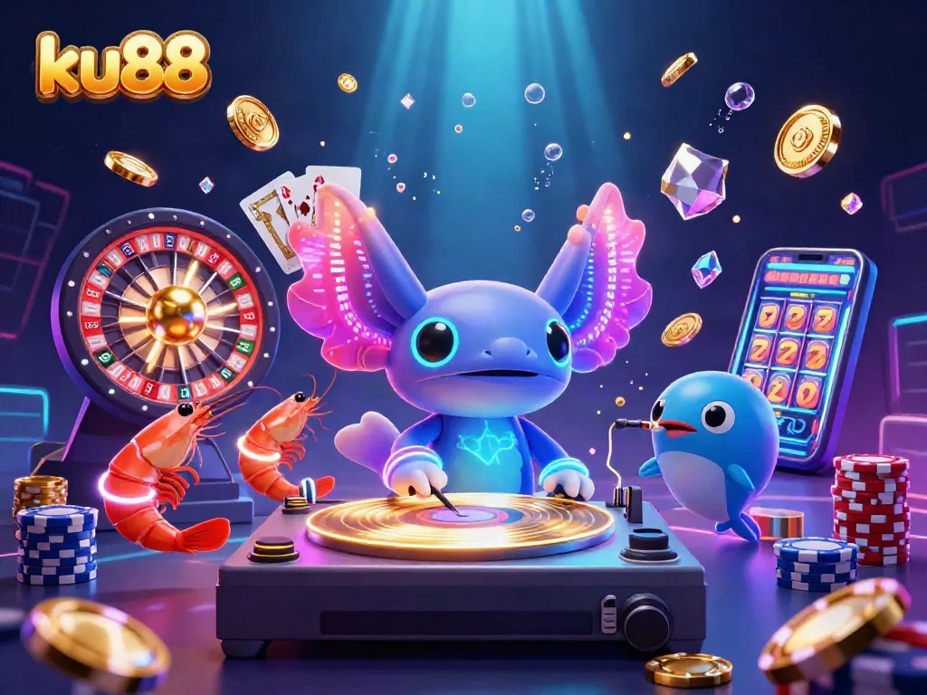 ku88 showcases an underwater casino scene filled with vibrant characters and dazzling game elements.