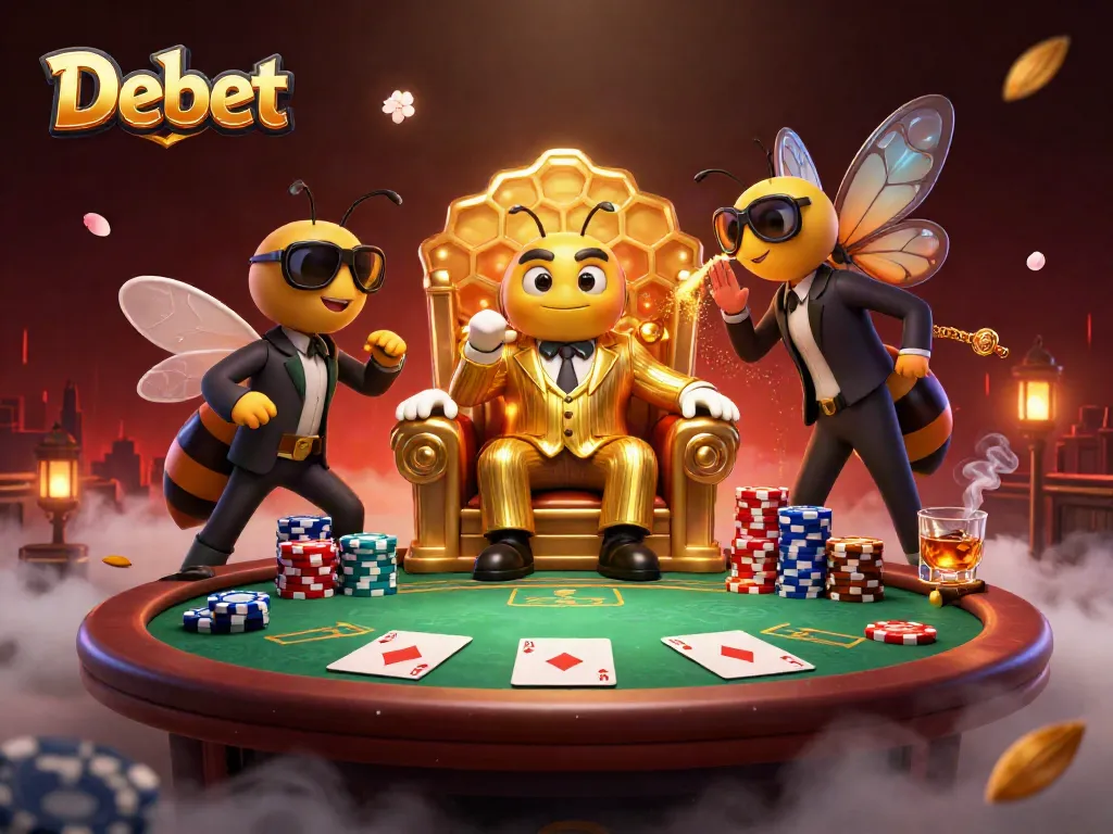 Experience high-stakes poker action at Debet with rich visual elements and character detail.