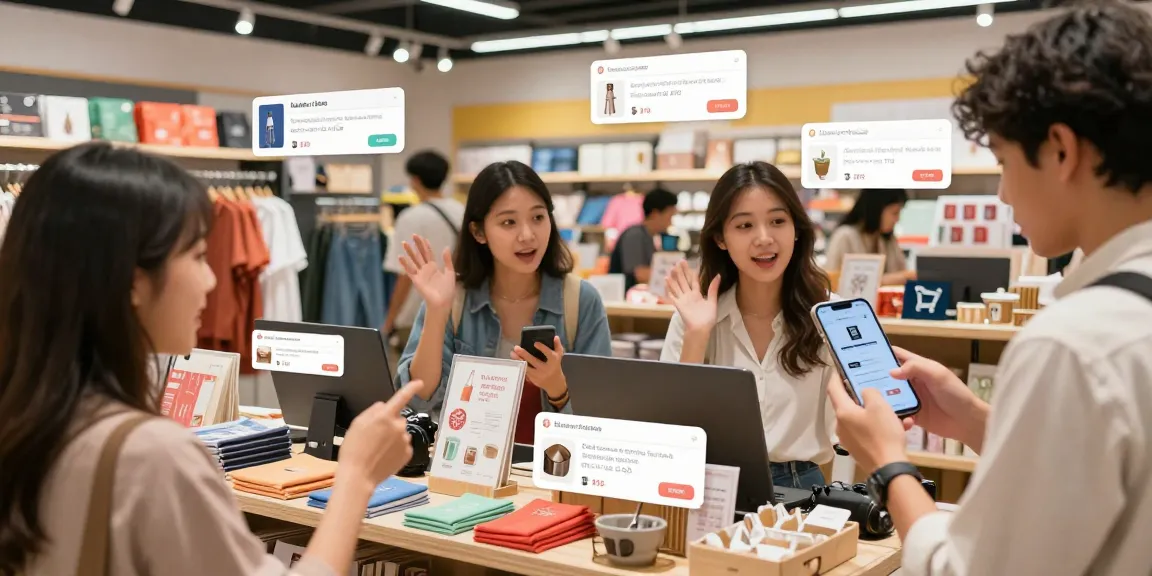 Shoppers exploring local products on ROKOK88, featuring UMKM items and vibrant displays.