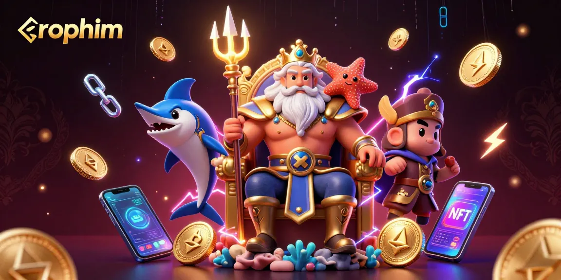 Engage with rophim's vibrant casino scene featuring Neptune and crypto elements.