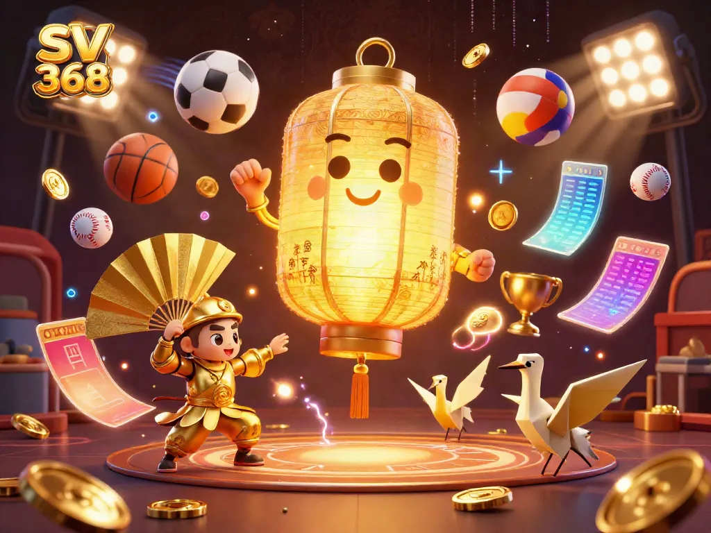 Experience the excitement of SV 368 with this vibrant casino scene featuring dynamic sports elements.
