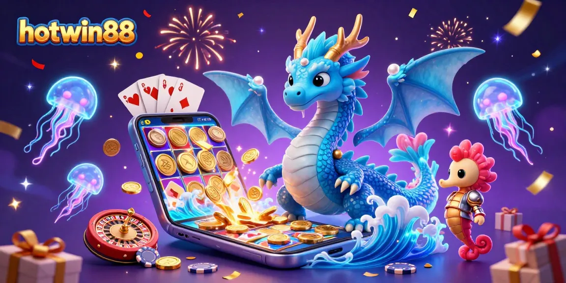 Experience exciting gameplay with hotwin88, a dynamic slot scene featuring a dragon, knight, and jellyfish.